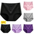 thumbnail image 1 of TMOYZQ 5 Pack Cotton Underwear for Women High Waisted Tummy Control Underpants Floral Embroidery Full Coverage Briefs (Available in Plus Size), 1 of 3