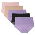 thumbnail image 1 of TMOYZQ 5 Pack Womens Underwear Lace Trim High Waisted Underwear Full Coverage Ladies Panties Tummy Control Postpartum Briefs, 1 of 8