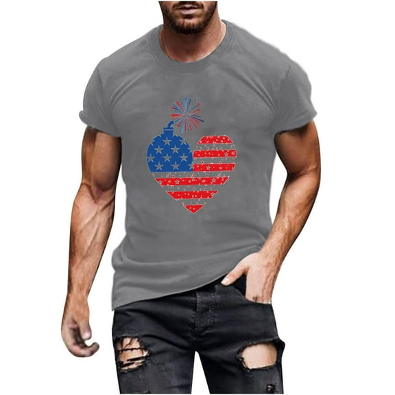 Cxenplz American Flag Shirts for Men Summer Casual Independence Day 4th of July Tops Patriotic Short Sleeve Shirt USA Memorial Day Tee
