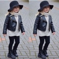 thumbnail image 1 of TMOYZQ Autumn Winter Baby Girls Boys Slim Fit Zipper Leather Motorcycle Coat Spring Lapel Collar Windproof Warm Moto Biker Short Jacket Outerwear with Pockets, Gifts for Your Kids, 1 of 8