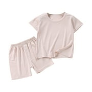 TMOYZQ Baby Boys Girls Pajama Sets Kids Toddler Cotton Soft Comfy Sleepwear Short Sleeve Tops and Shorts 2 Piece Pjs Sets Size 6 Months to 7 Years