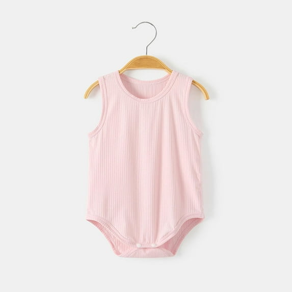 TMOYZQ Baby Boys Girls Sleeveless Bodysuits Ribbed Cotton Breathable Unisex Rompers for Summer