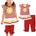 thumbnail image 1 of TMOYZQ Baby Days Savings!Toddler Little Girls Flower Stripe Outfits Casual Ruffle Short Sleeve Shirt Tops + Pant Set Kids Fall Summer 2Pcs Baby Clothes On Clearance, 1 of 7