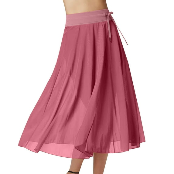 TMOYZQ Ballet Skirt for Women Sheer Long Dance Wrap Skirt Chiffon Skirts Casual Beach Vacation Flowy Swing Long Skirts