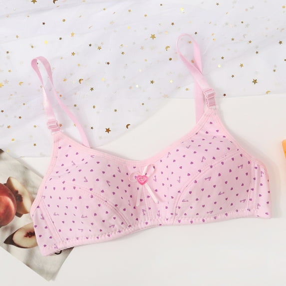 TMOYZQ Big Girls' Bras with Breathable Pads Teens Cute Comfort Seamless Adjustable Straps Training Bras