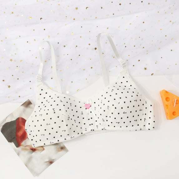 TMOYZQ Big Girls' Bras with Breathable Pads Teens Cute Comfort Seamless Adjustable Straps Training Bras