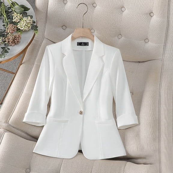Cxenplz Blazer for Women 3/4 Sleeve Lightweight Spring Summer Blazer Jackets