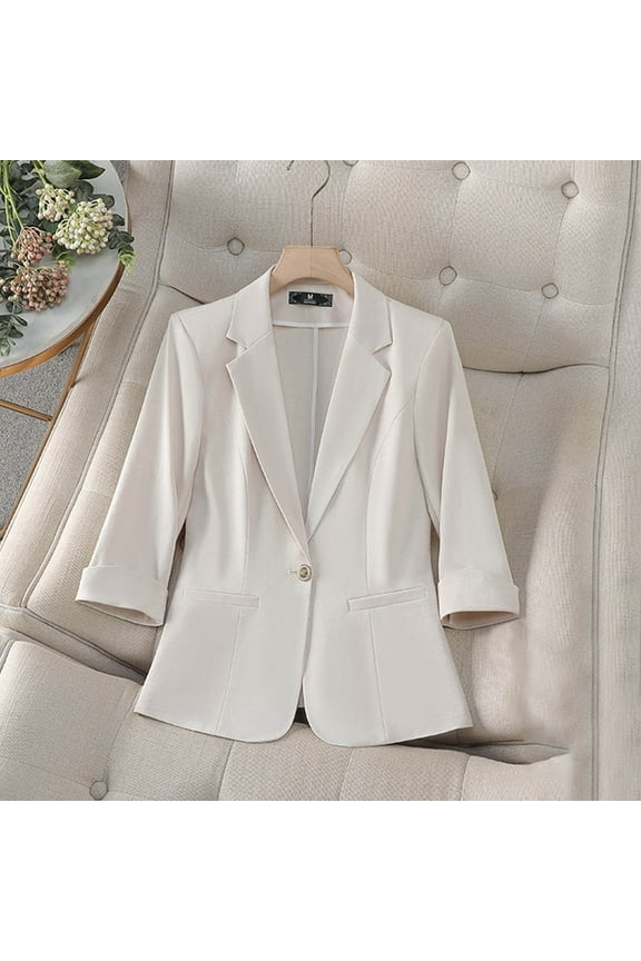 Blazer for Women 3/4 Sleeve Lightweight Spring Summer Blazer Jackets