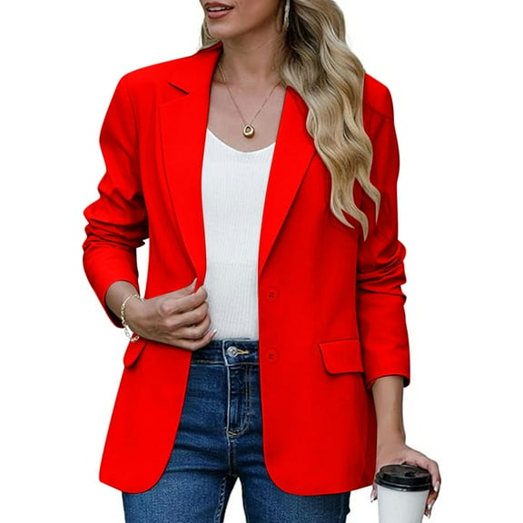 TMOYZQ Blazers for Women Business Casual Fall Outfits Fashion Open Front Long Sleeve Work Office Blazer Jacket Lightweight Trendy Clothing