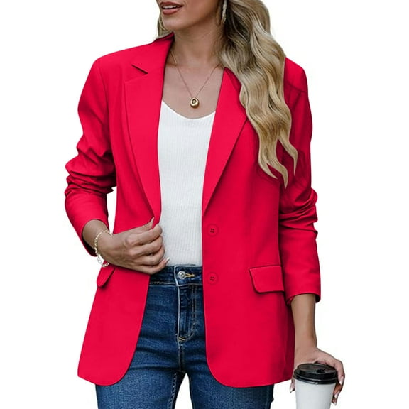 TMOYZQ Blazers for Women Business Casual Fall Outfits Fashion Open Front Long Sleeve Work Office Blazer Jacket Lightweight Trendy Clothing