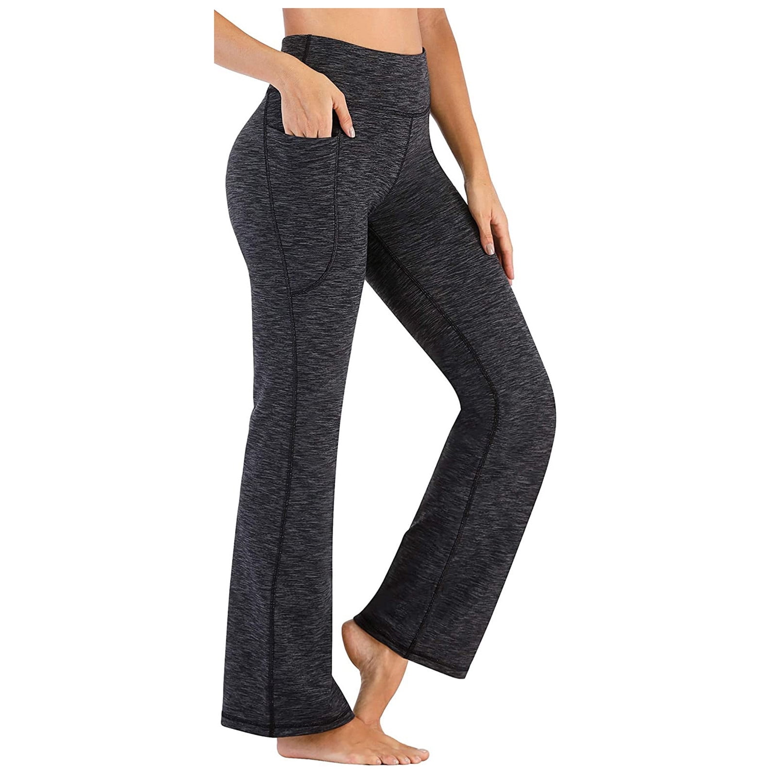 TMOYZQ Bootcut Yoga Pants with Pockets for Women High Waisted Tummy