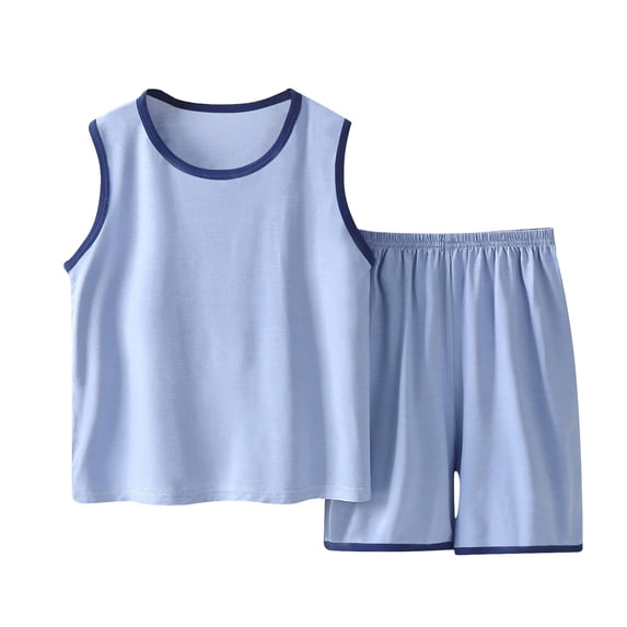 TMOYZQ Boys Girls Clothes Sleeveless Crew Neck Tank Top and Shorts with Pockets Summer Casual Loose 2 Piece Outfits Size 1-6 Years