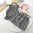 thumbnail image 1 of TMOYZQ Boys Girls Clothes Sleeveless Crew Neck Tank Top and Shorts with Pockets Summer Casual Loose 2 Piece Outfits Size 1-6 Years, 1 of 4