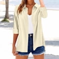 thumbnail image 1 of Cxenplz Button Down Shirt Women Long Sleeve Collared Cute Summer Tops Dressy Casual Curved Hem Gauze Work Blouse, 1 of 7