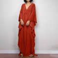 thumbnail image 1 of TMOYZQ Caftans Dresses for Women Solid Color Plus Size Beach Dress V Neck Cover Up Loose Soft Kaftan Loungewear, 1 of 6