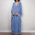 thumbnail image 1 of TMOYZQ Caftans Dresses for Women Solid Color Plus Size Beach Dress V Neck Cover Up Loose Soft Kaftan Loungewear, 1 of 6