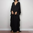 thumbnail image 1 of TMOYZQ Caftans for Women Solid Color Chiffon Plus Size Kaftan Dresses Beach Cover Up V Neck Batwing Sleeve Caftans Loungewear, 1 of 6
