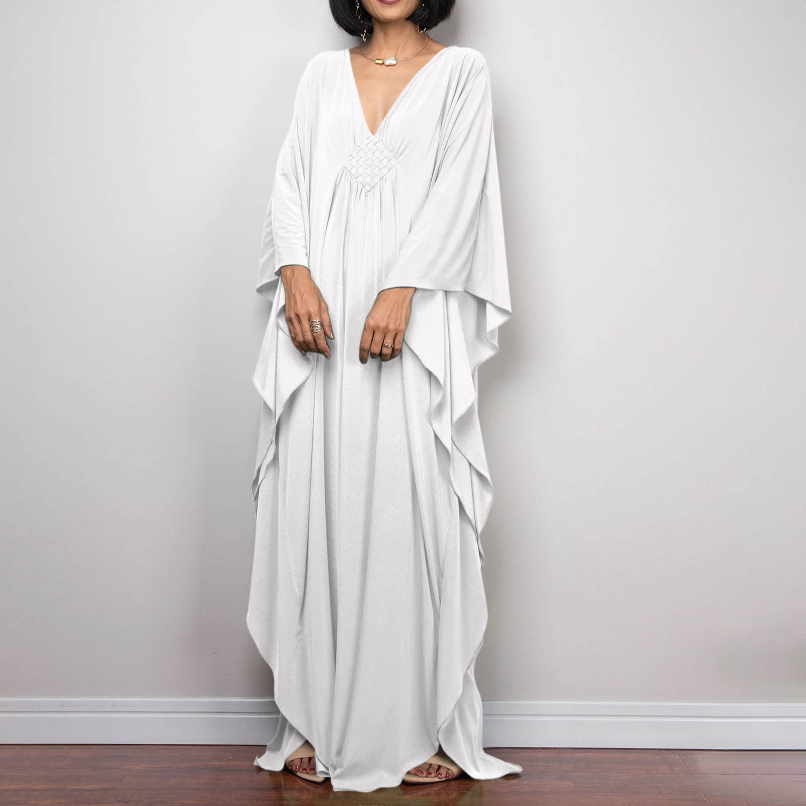 chiffon kaftan dress for women NicoBlu Luna Chiffon Kaftan in Pale Blue Ombre and Embellishment XL