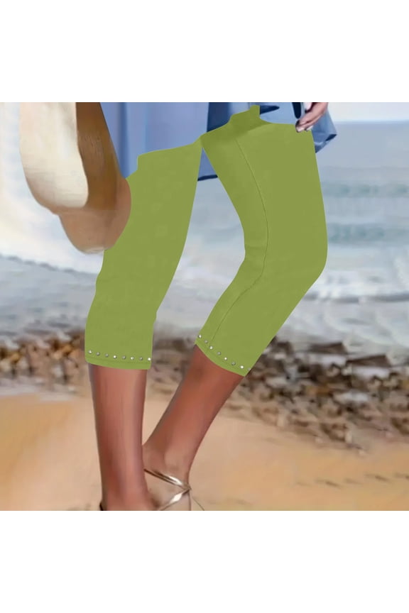 Capri Leggings for Women Plus Size Knee Length High Waisted Cropped Pants Under Skirt Shorts