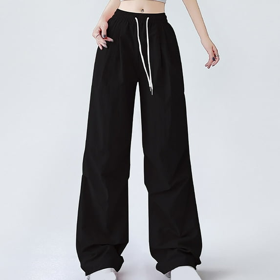 TMOYZQ Cargo Pants for Women Baggy Drawstring Tall High Waist Pants Trendy Wide Leg Loose Fit Pants Casual Loose Soft Lightweight Cargo Sweatpants with Pockets