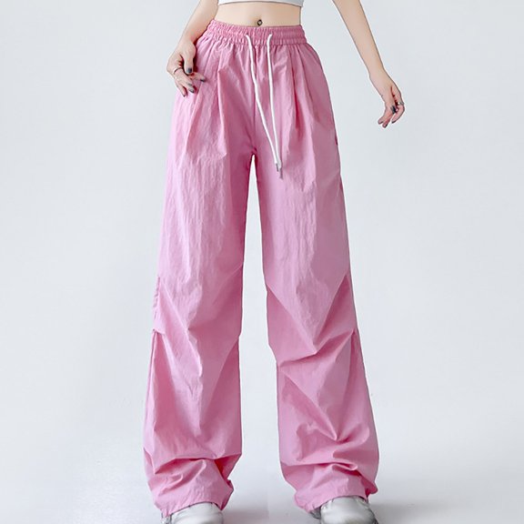 TMOYZQ Cargo Pants for Women Baggy Drawstring Tall High Waist Pants Trendy Wide Leg Loose Fit Pants Casual Loose Soft Lightweight Cargo Sweatpants with Pockets