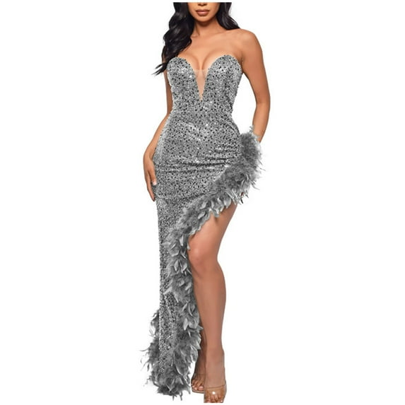 TMOYZQ Cocktail Dresses for Women Off Shoulder Sequin Sparkly Side Slit Long Dress Slim Fit Formal Evening Gown Glitter Wedding Cocktail Party Homecoming Dresses