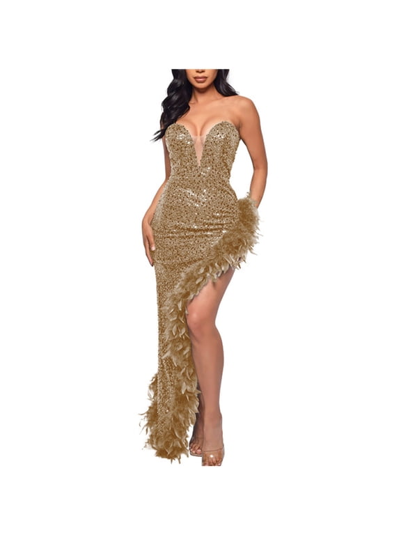 Cocktail Dresses for Women Off Shoulder Sequin Sparkly Side Slit Long Dress Slim Fit Formal Evening Gown Glitter Wedding Cocktail Party Homecoming Dresses