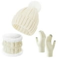 thumbnail image 1 of TMOYZQ European And American Winter Knitted Warm Gloves Hats Scarves Three Piece Set With Thick Velvet And Hat, 1 of 2