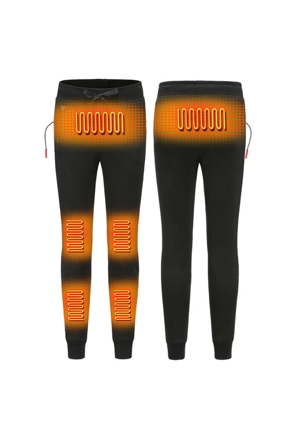 Fleece Lined Heated Leggings with Pockets for Women, 6 Heating Areas, High Waisted Drawstring USB Electric Heating Thermal Yoga Pants Winter Warm Workout Sweatpants