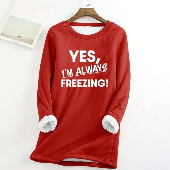 TMOYZQ Fleece Lined Hoodie Sweatshirts for Women Winter Crewneck Long Sleeve Thermal Loungwear Casual Solid Color Thermal Warm Pullover Sweater