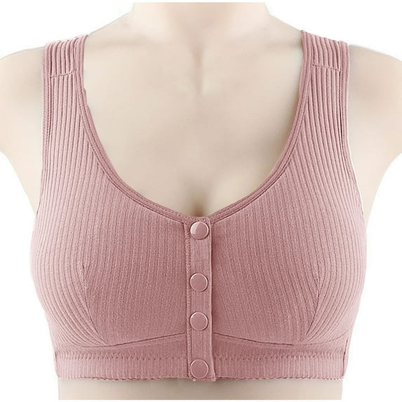 TMOYZQ Front Closure Bras for Women, Wire Free Seamless T-Shirt Bras Full-Coverage Wireless Push Up Bras Comfort Lightly Lined Breathable Bralettes Sleep Lingerie Everyday Brassiere
