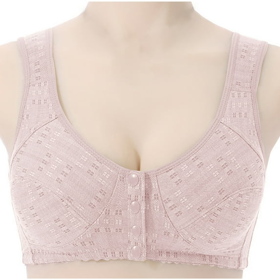 TMOYZQ Front Closure Bras for Women, Wire Free Seamless T-Shirt Bras Full-Coverage Wireless Push Up Bras Comfort Lightly Lined Breathable Bralettes Sleep Lingerie Everyday Brassiere