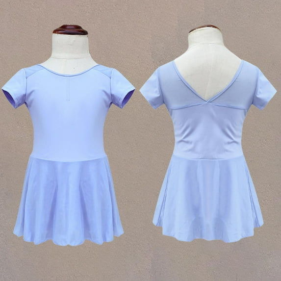 TMOYZQ Gymnastics Leotards with Skirt Short Sleeve Tumbling Dance Dress Ballerina Outfit for 3-16 Years Old(Baby Girls/Toddler Girls/Big Girls)