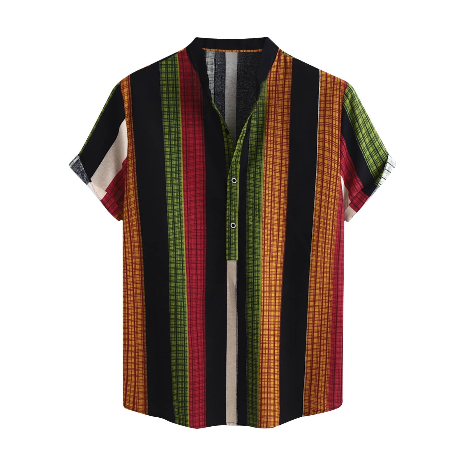 Men's Vintage Stripe Bowling Shirt - Short Sleeve Hawaiian Style, Summer Casual - View #3