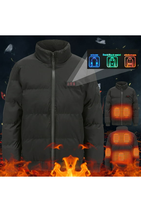 Heated Jacket for Men & Women, 7 Heating Zones, Rechargeable USB Waterproof Down Jackets Winter Stand Collar Outdoor Lightweight Quilted Puffer Jacket Casual Parkas Outerwear