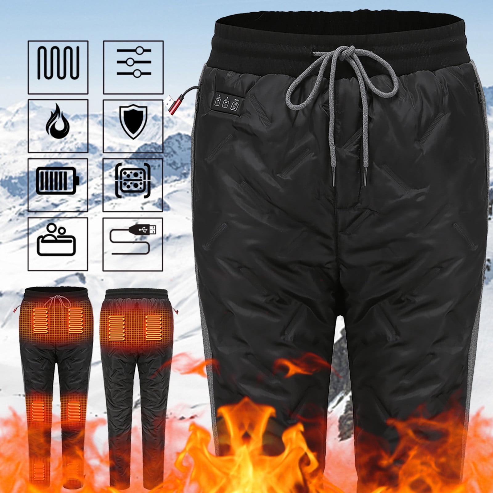 TMOYZQ Heated Pants for Men Women, 6 Heating Zones, Electric USB Outdoor Heating Trousers Rechargable, Windproof Insulated Winter Warm Down Pants Ski TMOYZQ Heated Pants for Men Women, 6 Heating Zones, Electric USB Outdoor Heating Trousers Rechargable, Windproof Insulated Winter Warm Down Pants Ski