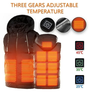 TMOYZQ Heated Vest, Unisex Winter Hooded Heated Vests Outerwear for Men Women, Lightweight USB Electric Heated Vest with 9 Heating Areas (Battery Pack Not Included)