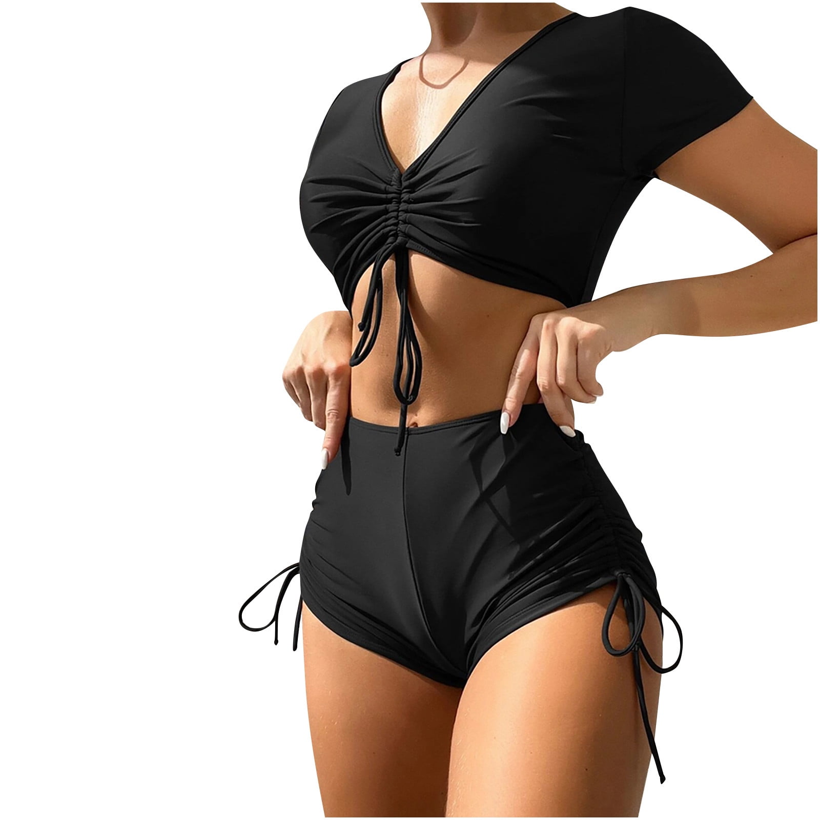 TMOYZQ High Waisted Bikini Sets for Women, Drawstring Tie