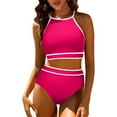 thumbnail image 1 of TMOYZQ High Waisted Bikinis Set for Women 2025 High Neck Sporty Racerback Crop Top Swimsuit High Cut Two Piece Bathing Suit S-XXL, 1 of 7