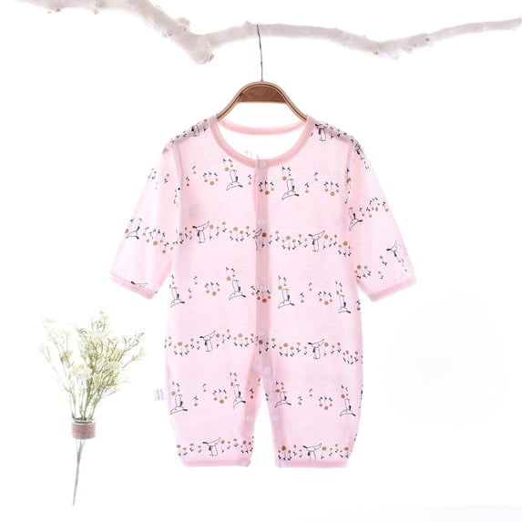 TMOYZQ Infant Baby Cute Onesie Cotton Outfit Print Lightweight Bodysuit Jumpsuit Long Sleeve Romper Pajamas, 0-9Months