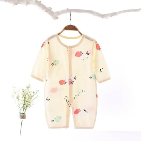 TMOYZQ Infant Baby Girl Boy One Piece Pajamas Jumpsuit Long Sleeve Button Down Lightweight Summer Pjs Sleepwear Onesie
