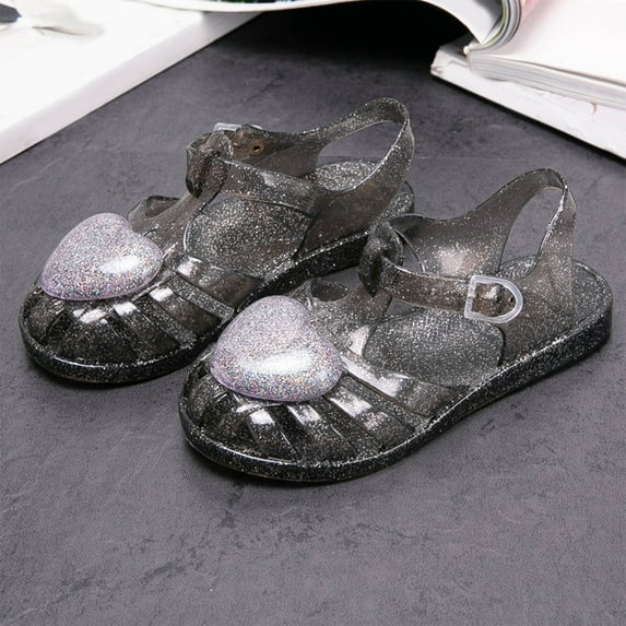 TMOYZQ Jelly Sandals for Girls Closed Toe Princess Costume Summer Dress Crystal Shoes Fisherman Water Beach Flat Sandals