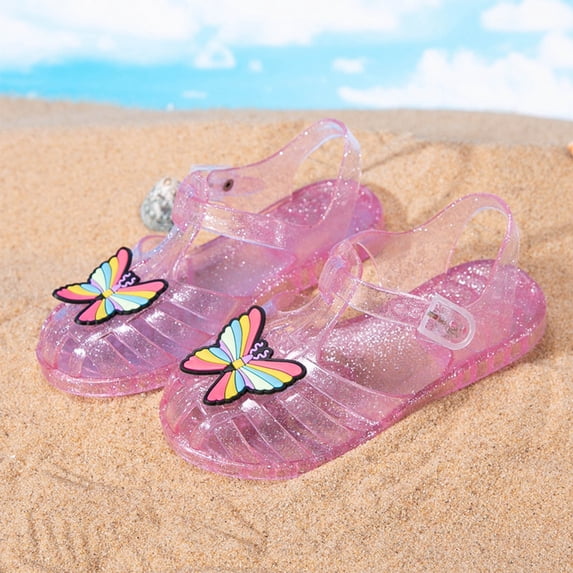 TMOYZQ Jelly Sandals for Girls Fisherman Water Beach Flat Sandals Closed Toe Princess Costume Summer Dress Shoes