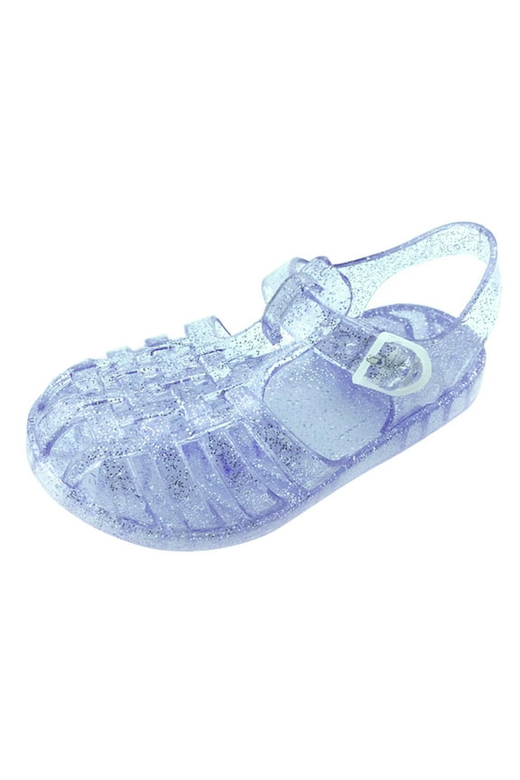 Jelly Shoes for 2-10 Years Old Little Girls, Toddler Sparkly Glitter Closed Toed Sandals Non-Slip Soft Rubber Summer Beach Flats Princess Birthday Gifts