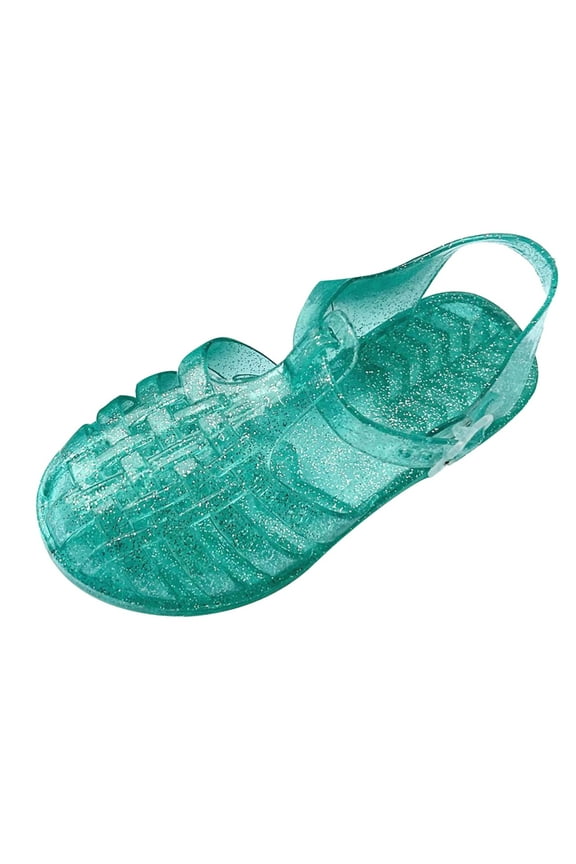 Jelly Shoes for 2-10 Years Old Little Girls, Toddler Sparkly Glitter Closed Toed Sandals Non-Slip Soft Rubber Summer Beach Flats Princess Birthday Gifts