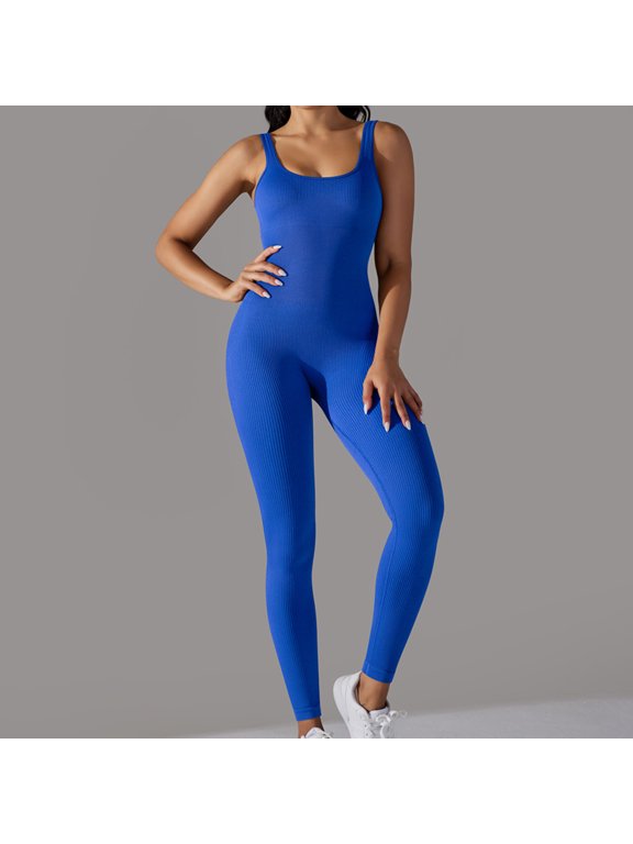 Jumpsuit for Women Workout Seamless Yoga Ribbed One Piece Tank Tops Rompers Sleeveless Exercise Jumpsuits