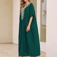 thumbnail image 1 of TMOYZQ Kaftan Dresses for Women Embroidered Short Sleeve V-Neck Plus Size Caftans Bikini Swimsuit Cover-Up Long Beach Dress, 1 of 6