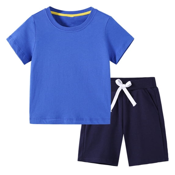 TMOYZQ Kids Boys Girls Clothes Summer Cotton Sport T-Shirt and Shorts Set Casual Lounge Clothing Sets Color Block Soft Tracksuit
