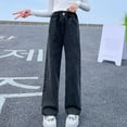 thumbnail image 1 of TMOYZQ Kids Girl's Jeans High Elastic Waisted Button Wide Leg Jeans Fashion Casual Loose Long Denim Pants with Pockets on Sale Clearance, 1 of 9