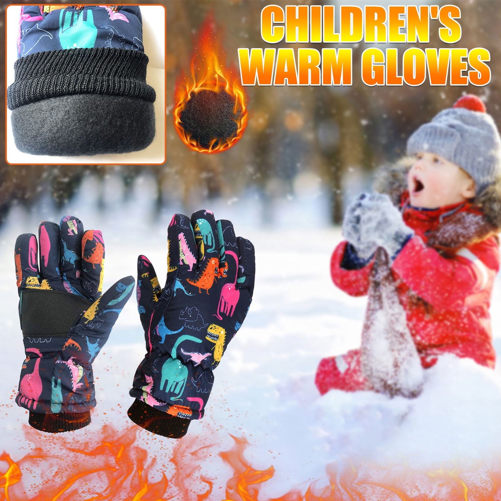 TMOYZQ Kids Winter Warm Gloves, Cold Weather Waterproof Windproof Snow